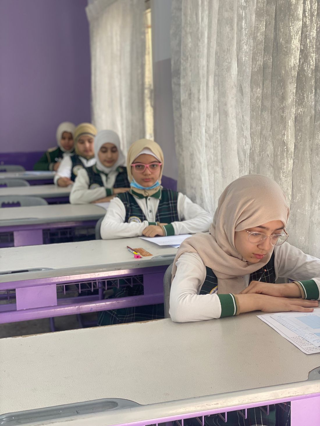 Students studying together in a classroom